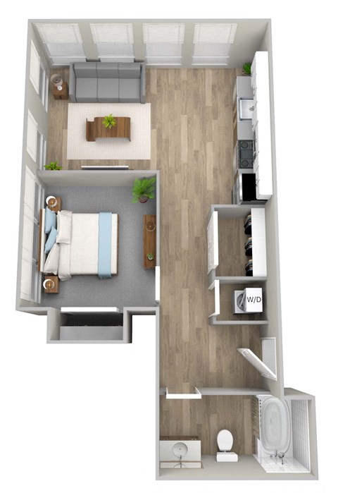 bedroom floor plan an in 2d at Napoleon Apartments, Washington, 98402